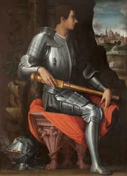 Portrett av Alessandro de Medici (1511-1537) i rustning (Portrett av Alessandro de Medici i rustning) - Maleri av Giorgio Vasari (1511-1574), olje på lerret