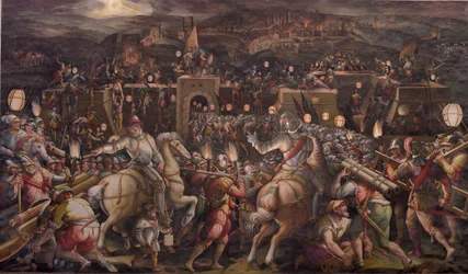 Stormingen av festningen nær Porta Camollia i Siena, 1570