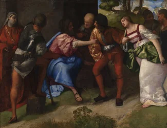 Utroskapen brakt før Kristus, ca. 1508-10 (olje på lerret)