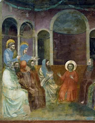 Jesus i tempelet blant leger, detalj fra Kristi liv og lidenskap, av Giotto