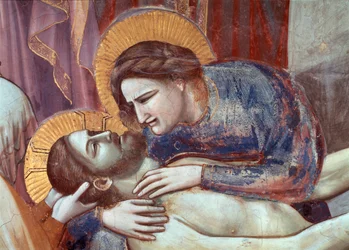 Kristi klagesang, detalj av jomfruen (Fresco