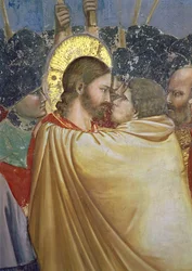 The Betrayal of Christ, detalj av kysset, ca. 1305 freskodetalj av 65199