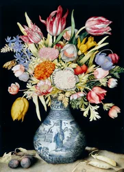 Kinesisk porselensvase med blomster