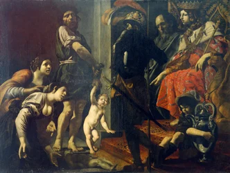 Judgment of Solomon av Giovanni Battista Caracciolo (1578-1635), olje på lerret
