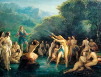 Diana og Actaeon, av Giovanni Carnovali kjent som Piccio (1804-1873)