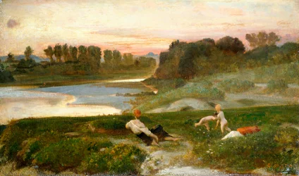 Kveldstid på gården, Giovanni, kjent som Nino Costa (1826-1903).