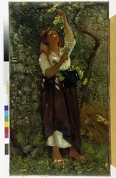 The Pruning of Vines-maleriet av Giovanni Costa (1833-1902) Obligatorisk omtale: Collection Fondation Regards de Provence, Marseille