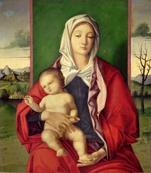 Madonna og barnet (olje på panel)