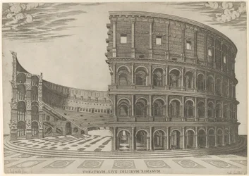 Utsnitt og høyde av Colosseum i Roma, 1581.