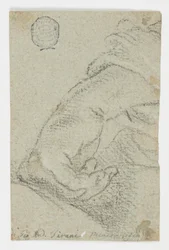 Tegning, studie: En venstre hånd i en len stilling, ca. 1650