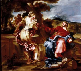 Kristus og samaritan. Maleri av Giovanni Andrea de 