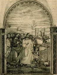 Multiplikasjon av brød og fisk, freskomaleri av Sodoma (1477-1549), refektorium til Sant