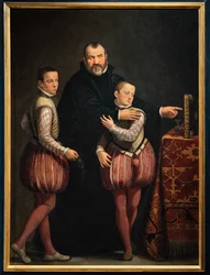 Portrett av Giuseppe Gualdo med barna Paolo og Emilio