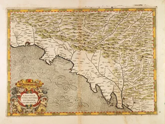 Østliguria-regionen, fra Italias atlas av Giovanni Antonio Magini, kobberstikk