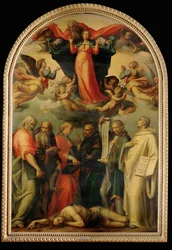Legenes disput om den ubesmittede unnfangelse, ca. 1530 (maleri på tre)