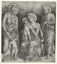 Hellig familie med St. Elizabeth og spedbarnet St. Johannes døperen, ca. 1500.