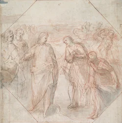 The Fall of Simon Magus (recto); Kallet til Jakob og Johannes (eller Peter og Andreas) (verso)