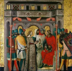 Saint Columba før keiser Aurelian Scener fra livet til Saint Columba, 1345-1350.