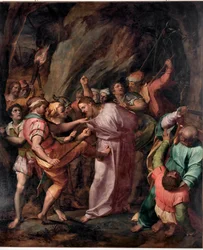 The Capture of Christ Painting av Giovanni Battista Castello dit Il Bergamasco (ca.1500 / 1509-1569)