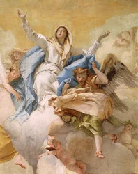 Assumption, av Giovanni Battista Tiepolo (1696-1770), freskomaleri, Detalj, Oratory of Purity, Udine