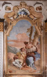 Palazzina (liten bygning): andre rom eller rom til Ariosto med fresker som representerer episoder fra "Orlando Furioso": "Angelica og Medoro graverer navnene sine på barken til plantene"
