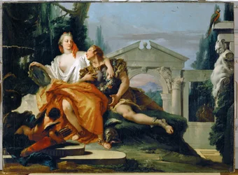 Rinaldo under Armidas fortryllelse. Fra Torquato Tassos (maleri på lerret)