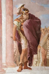 Detalj av Agamemnon, fra Minerva hindrer Akilles i å drepe Agamemnon, fra Iliaden-rommet i Palazzina