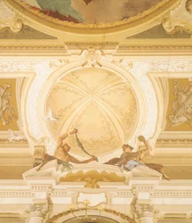 Detalj av freskene i taket i ballsalen, Villa Pisani, Stra, Venezia, av Giambattista Tiepolo (1696-1770)