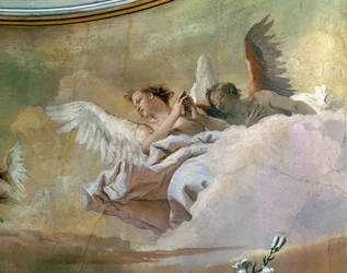 Glory of Angels, av Giovanni Battista Tiepolo (1696-1770), fresco, Detail, Oratory of Purity, Udine