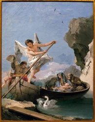Flyturen i Egypt - Maleri av Giambattista Tiepolo (1696-1770), olje på lerret