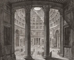 Interiør av Pantheon, Roma, Italia. Piranesi.