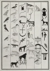 Tegninger av dekorasjonene fra innsiden av graven til farao Psammetic I, gjengitt i 1817 av Giovanni Battista Belzoni, plassert i British Museum, London