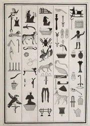 Tegninger av dekorasjonene fra innsiden av graven til farao Psammetic I, gjengitt i 1817 av Giovanni Battista Belzoni, plassert i British Museum, London