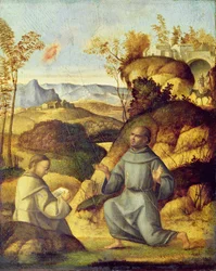 St. Frans mottar stigmata (olje på panel)