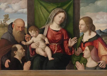 Jomfru og barn med hellige og givere, ca. 1515.