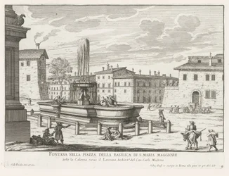 Fontein på Piazza di Santa Maria Maggiore te Roma Fontene på torget til basilikaen S. Maria Maggiore (tittel på objekt) Fontenene i Roma (serietittel) Fonteinen van Rome (serietittel)