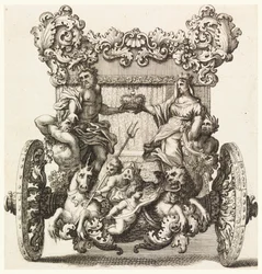 Sett bakfra av den første vognen til Lord Catelmaine Bygget i 1686 av Andrea Cornely etter Ciro Ferri (1634-1689)