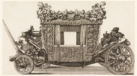 Sidevisning av den første vognen (1686) av Lord Castelmaine Bygget i 1686 av Andrea Cornely etter Ciro Ferri, 1687-1700