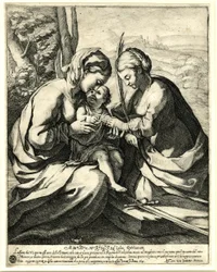 Giovanni Battista Mercati - Det mystiske ekteskapet til den hellige Katarina, på hvis finger Kristus setter ringen; etter Correggio. 1620, 1837, 0408.160