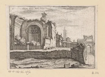 Resten van de Tempel van Venus en Roma i Roma Bak Santa Maria nova (tittel på objekt) Gezichten op Roma (serietittel) Noen utsikter og perspektiver av ubebodde steder i Roma (serietittel)