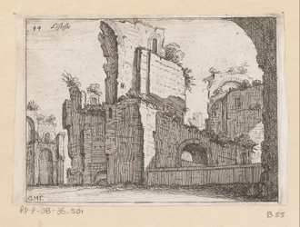 Rester av Caracalla-badene i Roma Listesso (tittel på objekt) Utsikt over Roma (serietittel) Alcune vedute et prospettive di luoghi dishabitati di Roma (serietittel)