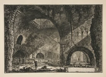 En annen innvendig utsikt over Villa of Maecenas i Tivoli, fra Vedute di Roma