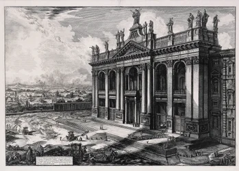 Utsikt over fasaden til basilikaen San Giovanni in Laterano (fra: Vedute di Roma)
