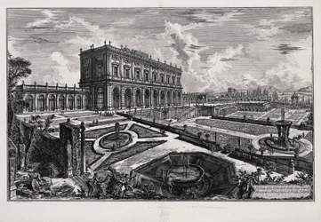 Utsikt over Villa Albani foran Porta Salaria (fra: Vedute di Roma)