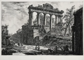 Utsikt over Concordia-tempelet (fra: Vedute di Roma)