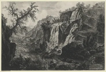 Utsikt over fossen i Tivoli (fra: Vedute di Roma)