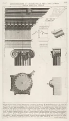 Gesims og søyle fra Temple of Fortuna Virilis Tempio della Fortuna Virile, fra ..., 1756.