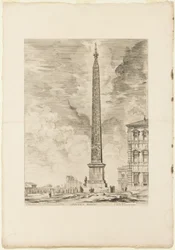 egyptisk obelisk. Dette ble reist av pave Sixtus V på Piazza of St. John Lateran, fra Views of Roma
