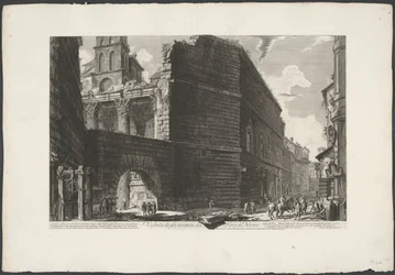 Forum av Augustus te Roma Utsikt over restene av Forum of Nerva (tittel på objekt) Gezichten op Roma (serietittel) Utsikt over Roma designet og gravert av Giambattista Piranesi-arkitekten Ve (nez) iano (serietittel)