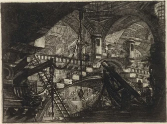 Fra serien The Imaginary Prisons (The Prisons of Invention) av Piranesi, Giovanni Battista (1720-1778). Kobberstikk, ca 1761, privat samling